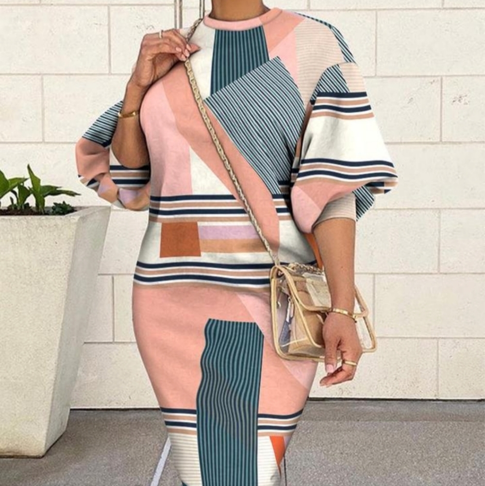 Women's Printed Round Neck Casual Dress